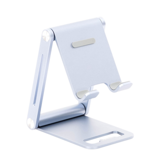 Soporte para Teléfono Celular de Aluminio / Angulo Ajustable / Amplia Compatibilidad con dispositivos de 4.7'' a 7.9'' / Antideslizante / Antiarañazos / Plegable / Color Azul