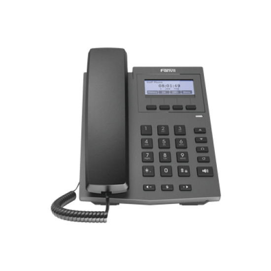 Teléfono IP empresarial para 2 lineas SIP con pantalla LCD 128 x 48 Px y conferencia de 3 vías, PoE