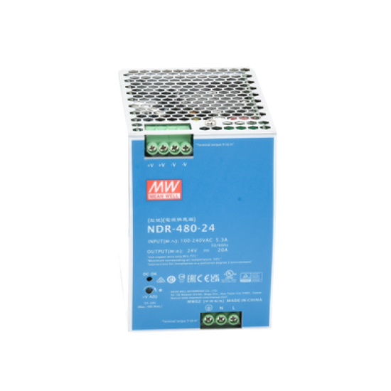 Fuente de Poder Industrial de 480W, salida 24 Vcc, para montaje en Riel Din