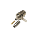 Conector BNC Hembra a 50 Ohm, Montaje Frontal en D-Plano, Anillo Plegable para Cables RG-174/U y RG-316/U, Niquel/ Oro/ Teflón.