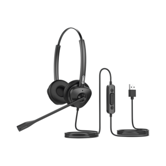 Diadema binaudal (duo) con tecnología antishock para teléfonos IP FANVIL USB con micrófono de cancelación de ruido, larga durabilidad 