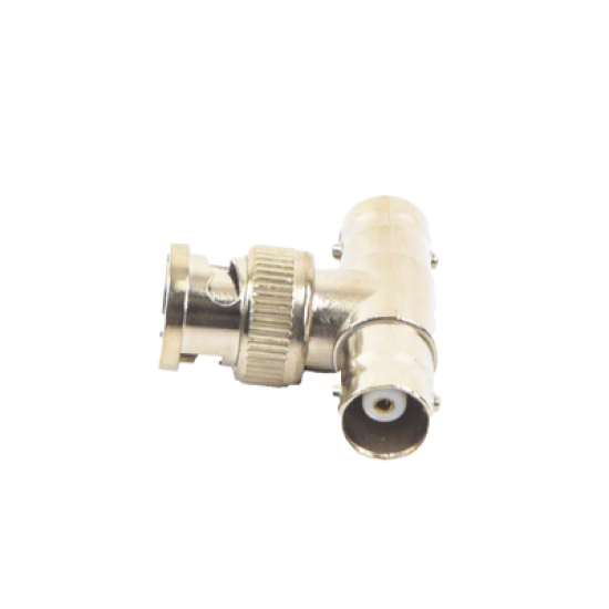 Adaptador en T para 75 Ohm de Conector BNC Macho a Doble BNC Hembra, Níquel/ Oro/ Teflón.