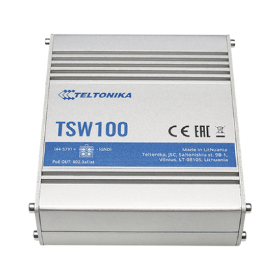 Switch Industrial No-Administrable 5 puertos Gigabit, PoE en 4 puertos 802.3af/at (120W)