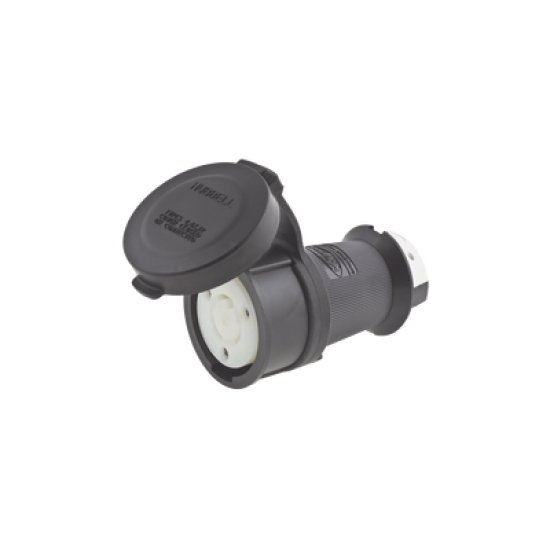 Conector Industrial con Bloqueo de Media Vuelta / 30 A 120/208 V CA / Nema L21-30R / 4 Polos 5 Hilos / Color Blanco y Negro / / Grado Industrial.