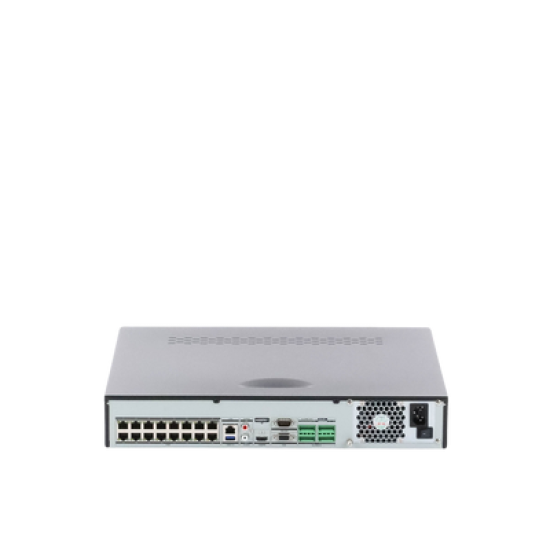 NVR 12 Megapixel (4K) / 16 canales IP / 16 Puertos PoE+ / AcuSense (Evita Falsas Alarmas) / Reconocimiento Facial / 4 Bahías de Disco Duro / Switch PoE 300 mts  / HDMI en 4K / Alarmas I/O