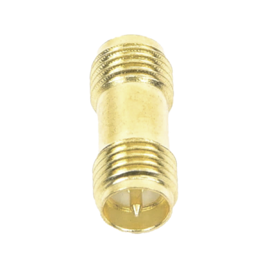 Adaptador Barril de SMA Hembra Inverso a SMA Hembra Inverso, Oro/ Oro/ Teflón,