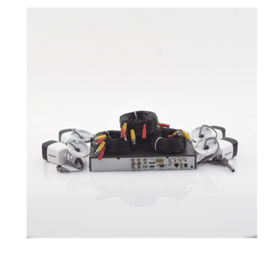 Kit TURBOHD 5 Megapixel / DVR 4 Canales / 4 Cámaras de 5 Megapixel con Micrófono Integrado / 4 Cables 18 Metros / Fuente de Poder Profesional 