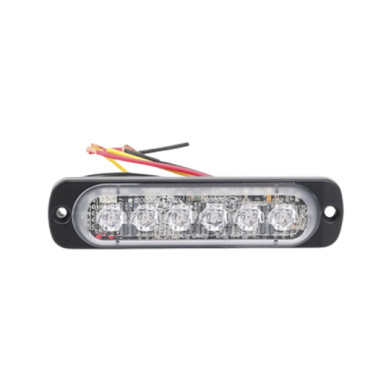 Luz Auxiliar de 6 LED, Ambar, Bisel Negro, Lente Transparente