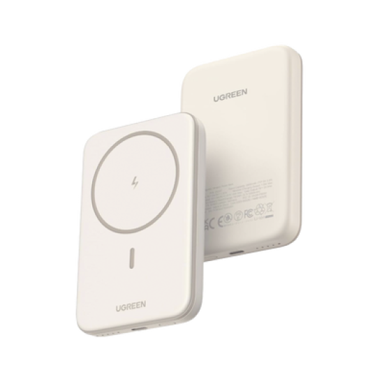 Power Bank MagSafe de 5000mAh | 15W | Carga Inalámbrica y por Cable USB-C | Sistema de Protección Inteligente | Tecnología de Carga Rápida | Ultra Delgado | Ultra ligero | Compatible con iPhone 15/14/13/12 | Color Beige.