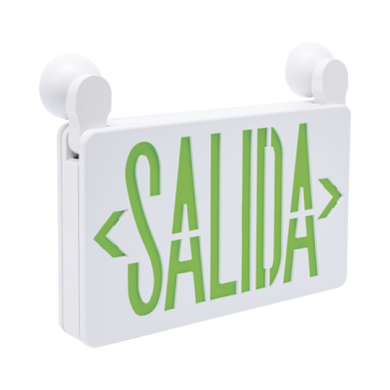 Letrero de Emergencia LED DUAL de SALIDA con Luz de Emergencia/Montaje Universal (pared, lateral o Techo)/Batería de Respaldo Incluida