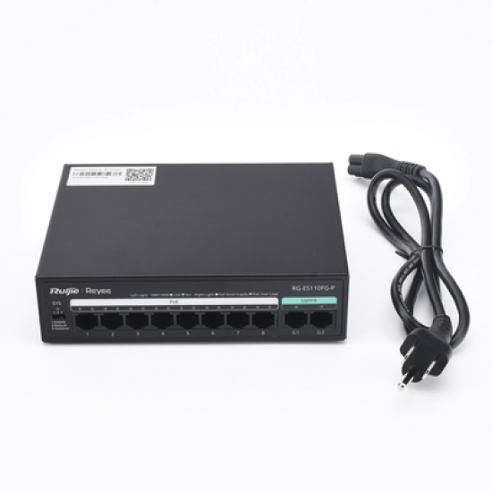Switch PoE no administrado de 2 puertos Gigabit y 8 puertos 10/100 Mbps