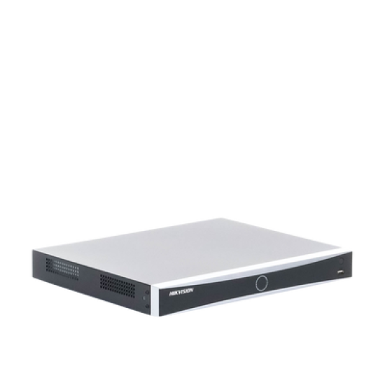 NVR 12 Megapixel (4K) / 16 Canales IP / 16 Puertos PoE+ / Reconocimiento Facial / AcuSense (Evita Falsas Alarmas) / 2 Bahías de Disco Duro / Switch PoE 300 mts / HDMI en 4K / Alarmas I/O / 300 Metros PoE Modo Extendido