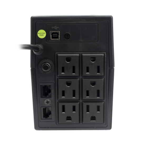 UPS 800VA/480 W Pantalla LCD / Línea Interactiva 120Vca / 6 tomas 5-15R (4 Respaldadas) / Regulación de Voltaje / Protección RJ45
