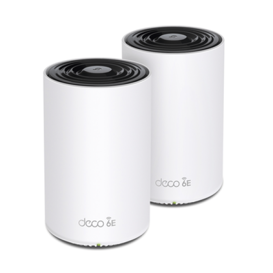 Kit 2 Routers Inalámbricos MESH Interior para Hogar / Doble Banda Wi-Fi 6E AX5400 Mbps / 3 Puerto Gigabit WAN/LAN / 4 Antenas Internas / Administración Mediante la App Deco (iOS, Android) / Protección HomeShield