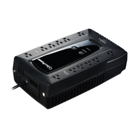 UPS de 750 VA/450 W, Topología Línea Interactiva, Entrada 120 Vca NEMA 5-15P, Tipo Gabinete Compacto, Con 12 Tomas NEMA 5-15R