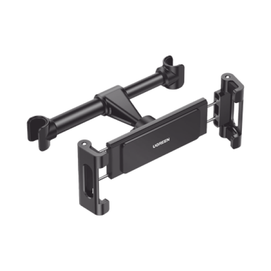 Soporte de Celular para Reposacabezas de automóvil / Compatibilidad con dispositivos de 4.7'' a 12.9'' / Ajustable de 101-144mm / Rotación de 360° / Goma Anti-Arañazos / Diseño Plegable / Anti Vibración / Aluminio + 