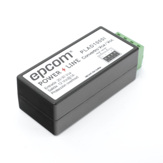 (2 en 1) Convertidor de Energía 24 Vca a 12 Vcc (CA a CD) y Filtro Contra Ruido para Cámaras / Voltaje de Entrada 20~30 Vca / Salida 12Vcc @ 1 A / ENVIO DE ENERGIA A LARGAS DISTANCIAS / Terminales Tipo Tornillo. 
