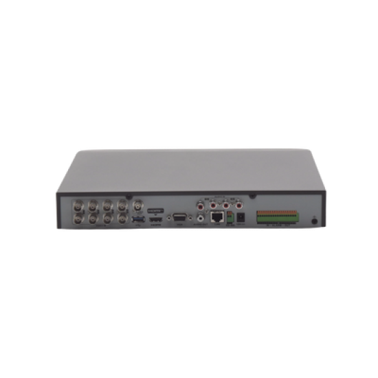DVR 8 Canales TurboHD + 8 Canales IP / 8 Megapixel (4K) / Acusense (Evita Falsas Alarmas) / Audio por Coaxitron / 1 Bahía de Disco Duro / 8 Entradas de Alarma / 4 Salidad de Alarma / H.265+ 