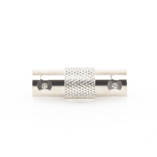 Adaptador Tipo Barril para 75 Ohm, de Conector BNC Hembra a BNC Hembra, Níquel/ Oro/ Teflón.
