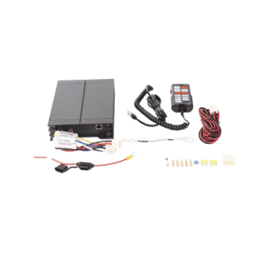 Sirena Vehicular de 100W de Potencia, Con Controlador Unimando Para Tonos, Control de 3 Salidas Auxiliares, Microfono e Interconexión a Radio