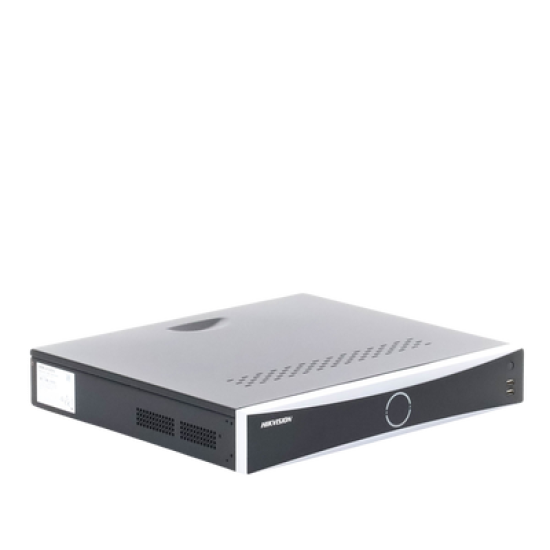 NVR 12 Megapixel (4K) / 32 canales IP / 16 Puertos PoE+ / Reconocimiento Facial / AcuSense (Evita Falsas Alarmas) / 4 Bahías de Disco Duro / Switch PoE 300 mts / HDMI en 4K / Alarmas I/O