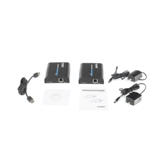 Kit extensor KVM (HDMI y USB) hasta 120 metros / Resolución 1080P @ 60 Hz/ Soporta Cables de red STP y UTP CAT5/5E/6 /  HDMI 1.3 / HDCP 1.2 / PCM / Transmite el Video, Mouse, Teclado y Controla tu DVR vía USB a distancia