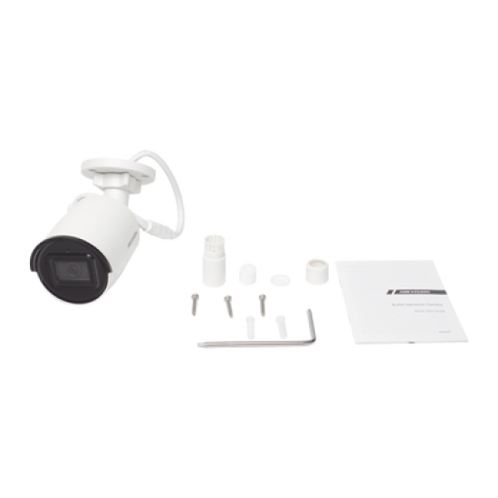 Bala IP 4 Megapixel / Lente 2.8 mm / 40 mts IR EXIR / Exterior IP67 / WDR 120 dB / PoE / Micrófono Integrado / ACUSENSE (Evita Falsas Alarmas) / Metal  / MicroSD / ONVIF / ACUSEARCH