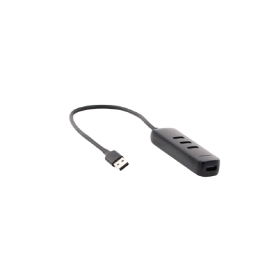 HUB USB-A 3.0 4 en 1 | 4 Puertos USB-A 3.0 (5Gbps) | Cable de 25 cm | Indicador Led | Ideal para Transferencia de Datos | Entrada USB-C para alimentar equipos de mayor consumo como discos duros | Color Negro.