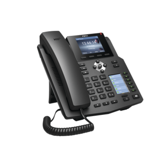 Teléfono IP empresarial para 4 líneas SIP con 2 pantallas LCD, 6 teclas BLF/DSS, conferencia de 3 vías, PoE