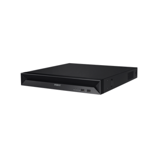NVR 8 Megapíxel / 16 canales / H.265 / P2P Wisenet / 16 puertos PoE / 128Mbps