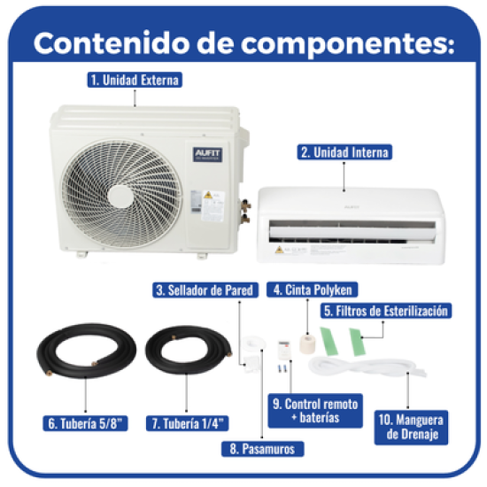 Minisplit WiFi Inverter / SEER 17 / 30,000 BTUs ( 2.5 TON ) / R32 / Frío y Calor / 220 Vca / Filtro de Salud / Compatible con Alexa y Google Home.