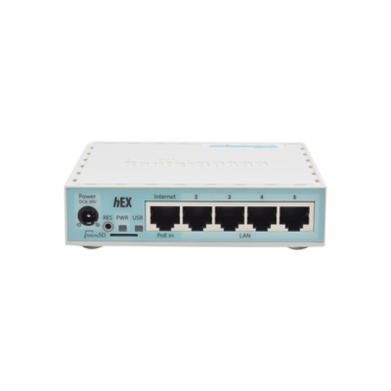 (hEX) RouterBoard, 5 Puertos Gigabit Ethernet, 1 Puerto USB y versión 3