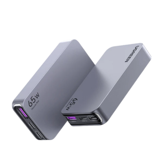 Cargador Ultra Slim 65W Nexode Pro| Diseño de Pared Plano | 3 Puertos de Carga Rápida | 2 USB-C | 1 USB-A | Tecnología GaNInfinity | PD3.1 de 65W / QC4.0 | Tecnología de Protección Térmica | Optimiza la Carga | Ca