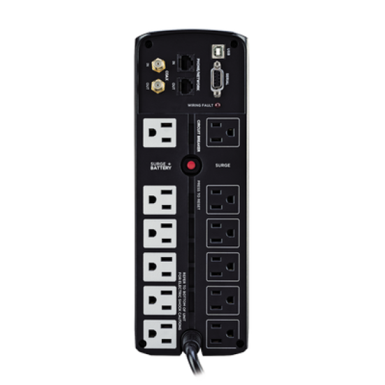 UPS de 1500 VA/900 W, Topología Línea Interactiva, Entrada 120 Vca NEMA 5-15P, Tipo Mini Torre, Con 12 Tomas NEMA 5-15R