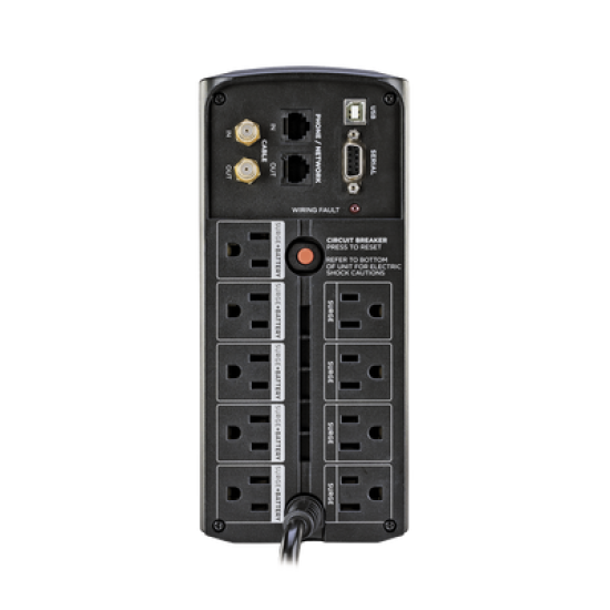 UPS de 1000 VA/600 W, Topología Línea Interactiva, Entrada 120 Vca NEMA 5-15P, Tipo Mini Torre, Con 9 Tomas NEMA 5-15R