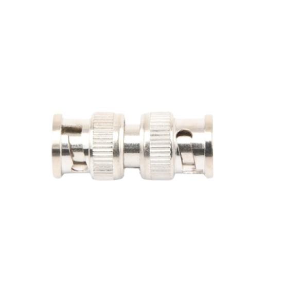 Adaptador tipo barril para 75 Ohm, de conector BNC macho a BNC macho, Níquel/ Oro/ Teflón.