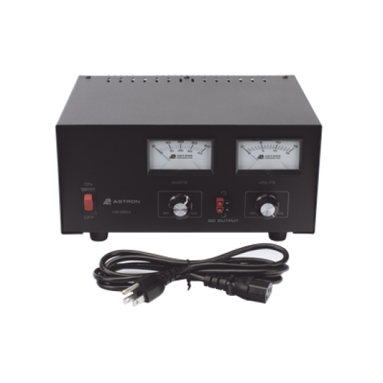 Fuente de poder 13.8Vcc, 35A, lineal, voltaje y corriente variable con medidores