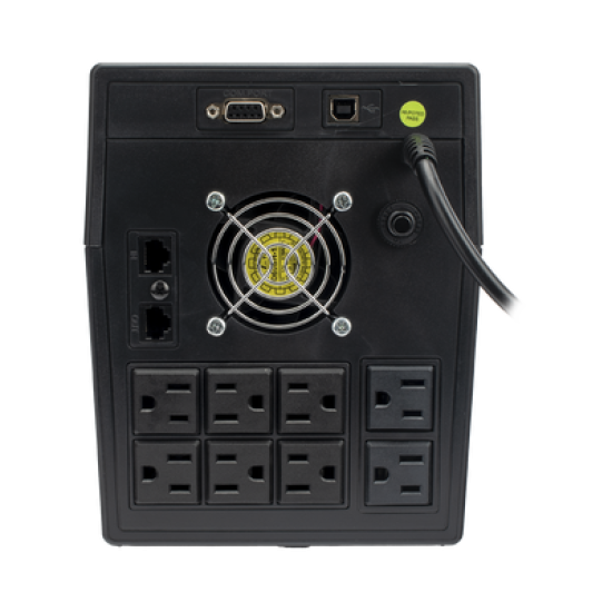 UPS 1500VA/900 W Pantalla LCD / Línea Interactiva 120Vca / 6 tomas 5-15R (4 Respaldadas) / Regulación de Voltaje / Protección RJ45