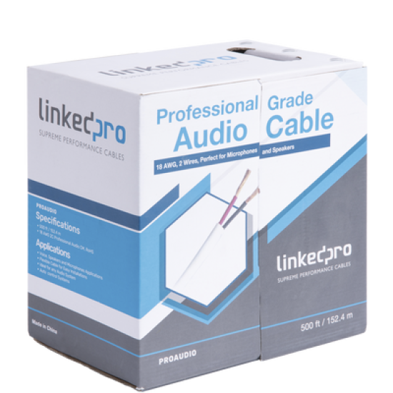 Cable para audio profesional de 2 conductores calibre 18 para aplicaciones de audio y automatización bobina de 152 m