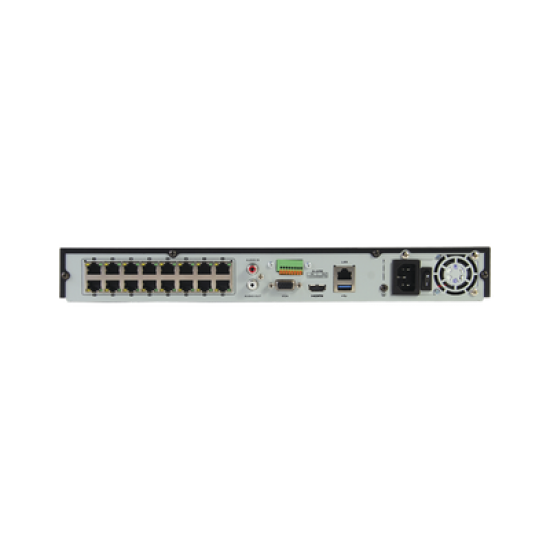 NVR 12 Megapixel (4K) / 32 canales / 16 Puertos PoE+ / Soporta Cámaras con AcuSense / Hik-Connect / 2 Bahías de Disco Duro / Switch PoE 300 mts / HDMI en 4K / Soporta POS