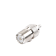 Conector UHF Hembra (SO-239) en Línea, de Anillo Plegable para Cable RG-58/U, RG-142/U, Níquel/ Plata/ Delrin.
