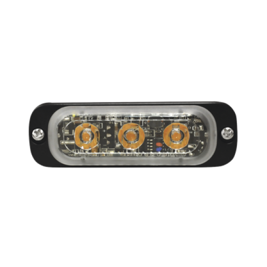Luz Auxiliar de 3 LED, Ambar, SAE, 12-24 Vcd, Lente transparente