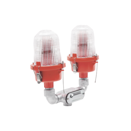 Lámpara de Obstrucción Roja Certificada/ Luz Fija Tipo L-810 Doble LED/ 120 - 240 Vca/ Luz Infraroja