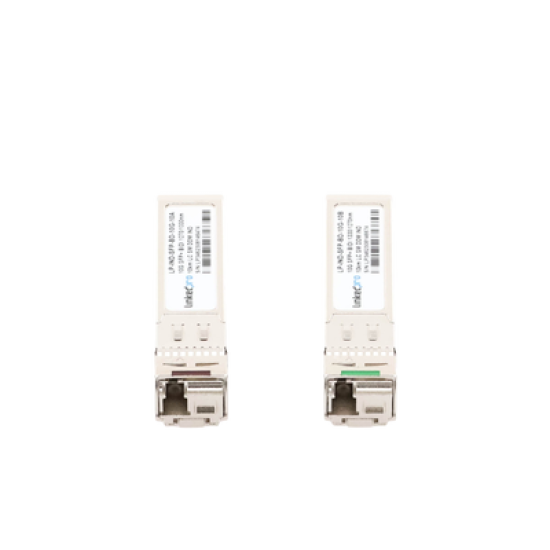 Transceptores Ópticos Industriales Bidireccionales SFP+ (Mini-Gbic) / Monomodo 1270 & 1330 nm / 10 Gbps / 10GBASE / Conector LC/UPC Simplex / DDM / Hasta 10 km / 2 Piezas