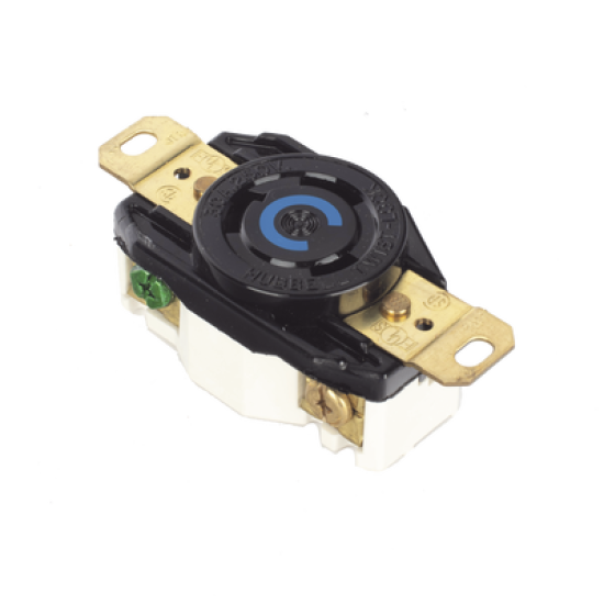 Receptáculo de Media Vuelta Industrial 30 A 250 V CA 2 Polos 3 Hilos (Nema L6-30R) Color Negro.
