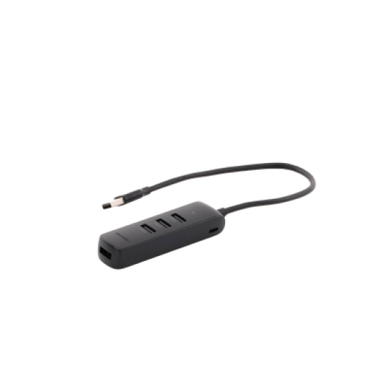 HUB USB-A 3.0 4 en 1 | 4 Puertos USB-A 3.0 (5Gbps) | Cable de 25 cm | Indicador Led | Ideal para Transferencia de Datos | Entrada USB-C para alimentar equipos de mayor consumo como discos duros | Color Negro.