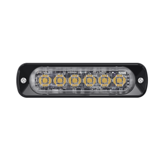 Luz Auxiliar de 6 LED, Ambar, Bisel Negro, Lente Transparente