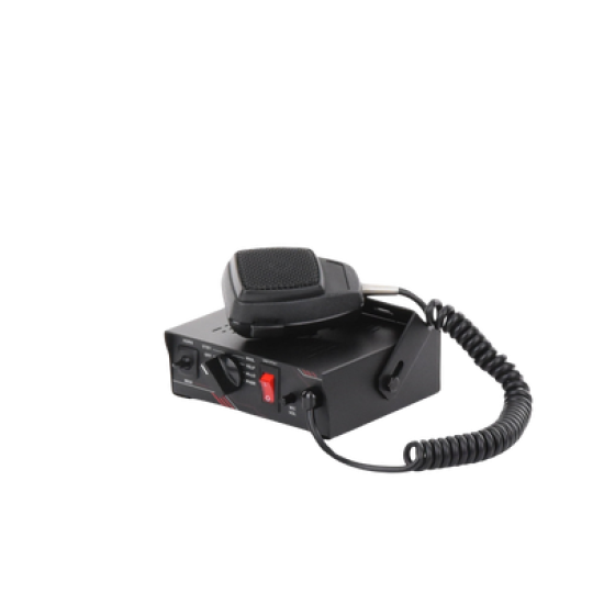 Sirena Vehicular de 100W de Potencia, Con Switch Giratorio de 6 posiciones y Micrófono Integrado de Uso Rudo