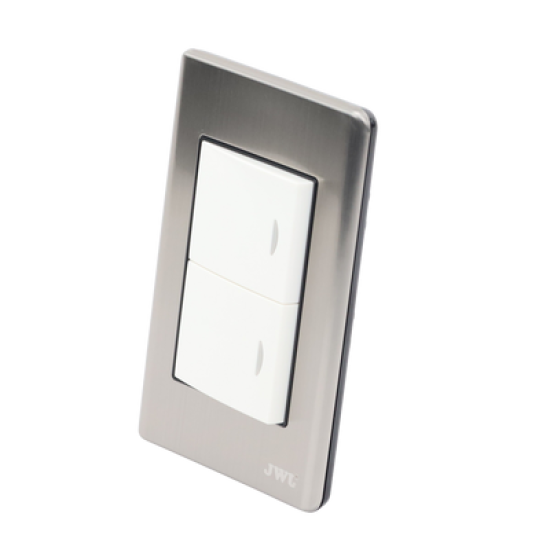 Apagador Doble de 10 A/ 127 V CA ~ 60 Hz /  Placa de Acero.
