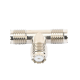 Adaptador en T, de Conector Mini-UHF Hembra a Doble Mini-UHF Hembra, Níquel/ Plata/ Teflón.